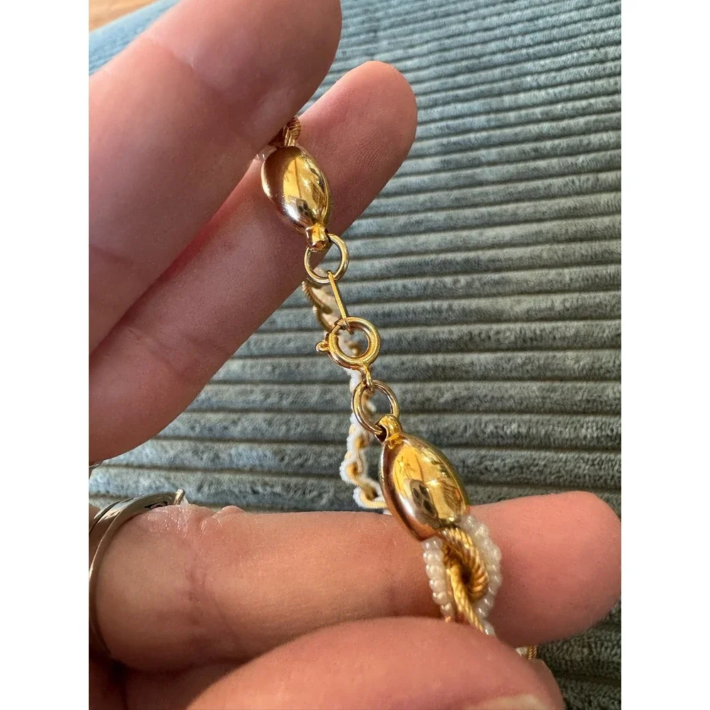 Vintage Trifari Necklace Gold Tone‎ and Seed Bead Braided Chain Design